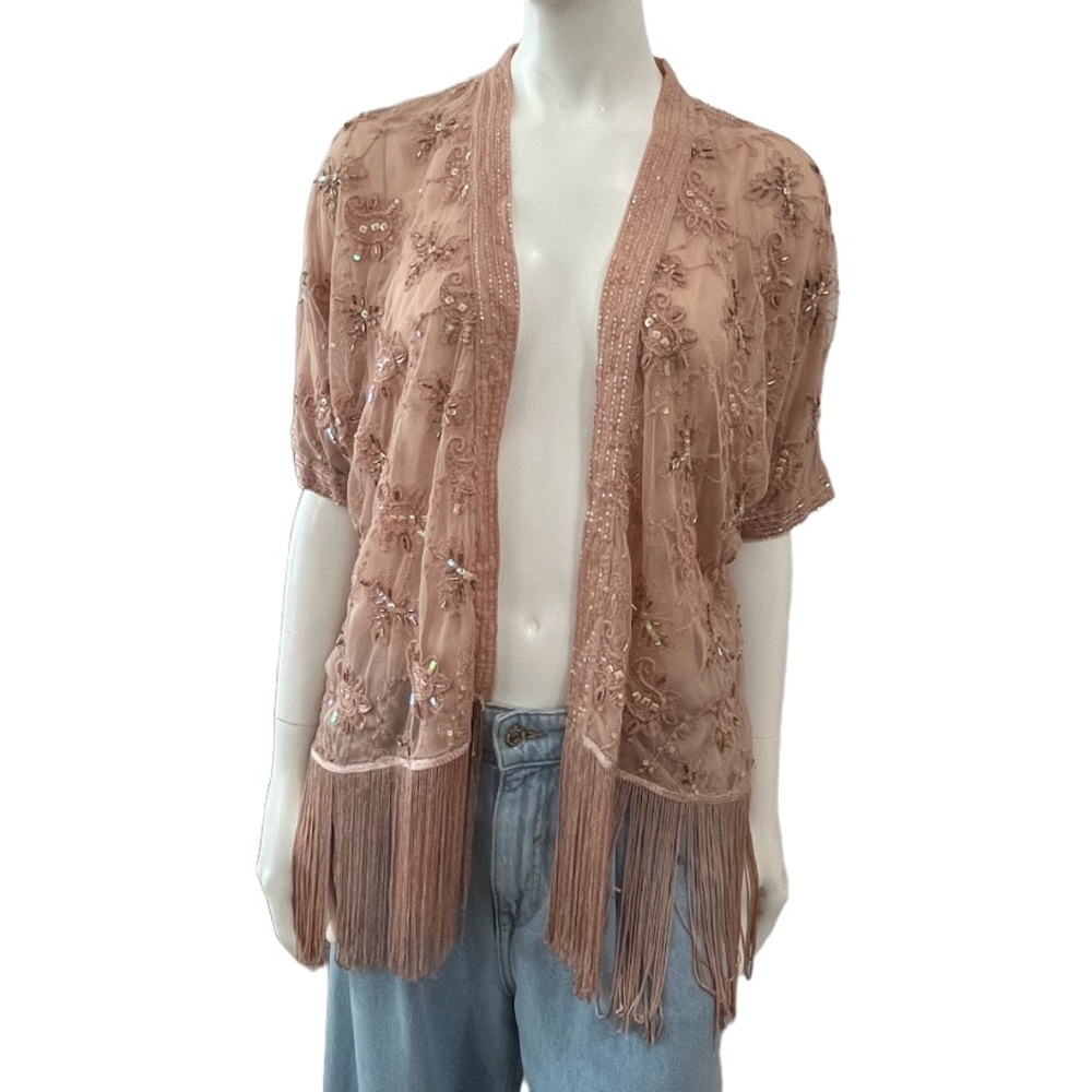 Miss Selfridge Beaded Embellished Fringe Kimono